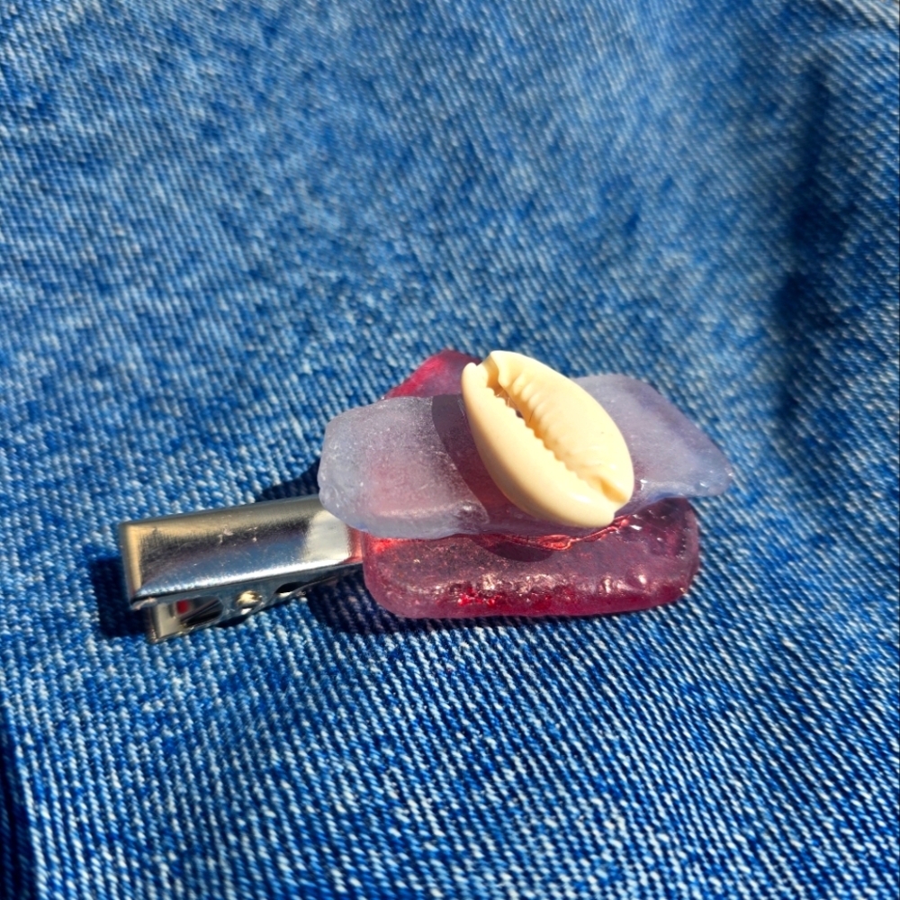 Sea Glass And Sea Shell Clip